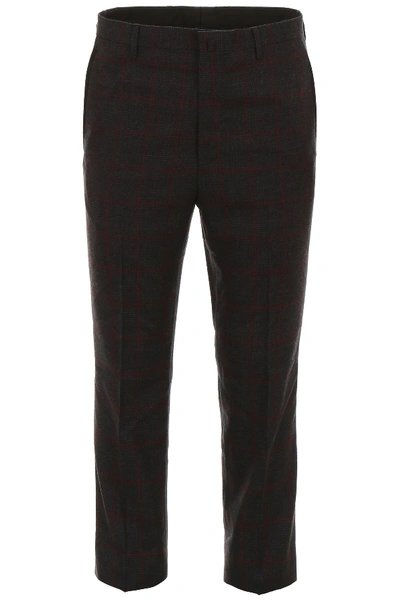 Shop Lanvin Tailoring Trousers In Grey,red,black