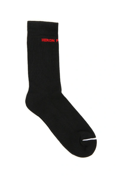 Shop Heron Preston Logo Socks In Black,red