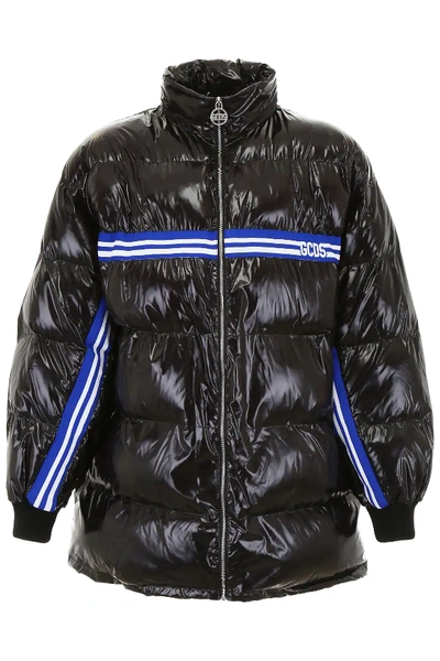 Shop Gcds Puffer Jacket With Logo Band In Black