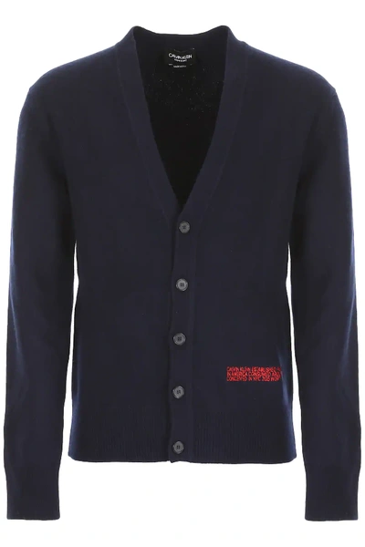 Shop Calvin Klein 205w39nyc Cardigan With Embroidery In Blue