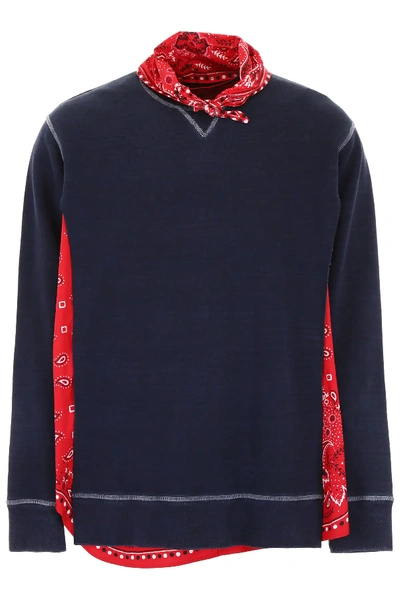 Shop Dsquared2 Sweatshirt With Bandana Print In Blue,red,white