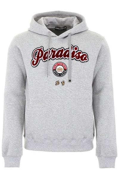 Shop Dolce & Gabbana Paradiso Hoodie In Grey,red,white