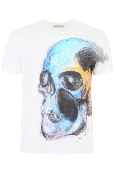 Shop Alexander Mcqueen Painted Skull T-shirt In White