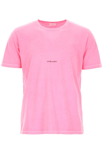 Shop Saint Laurent Logo T-shirt In Pink