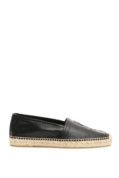 Shop Saint Laurent Grain Leather Espadrilles In Beige,black