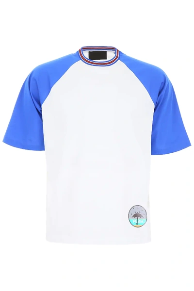 Shop Prada Cycle Logo T-shirt In Blue,white