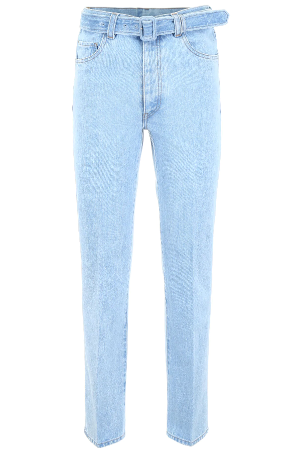Prada Jeans With Belt In Light Blue | ModeSens