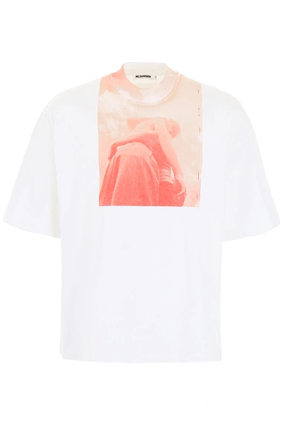 Shop Jil Sander Printed T-shirt In White,orange