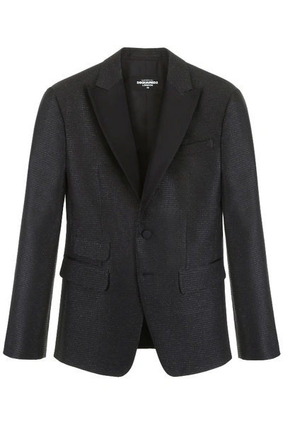 Shop Dsquared2 Lamé Tuxedo Jacket In Black,metallic