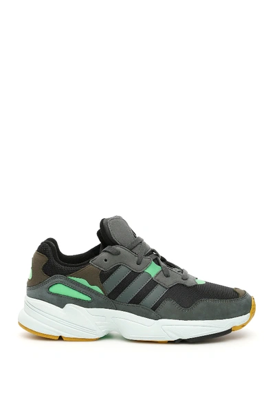 Shop Adidas Originals Yung 96 Sneakers In Black,green,grey