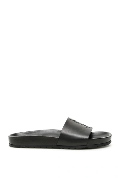 Shop Saint Laurent Jimmy Slides In Black