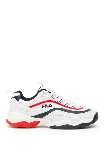 Shop Fila Ray Low Sneakers In White,blue,red