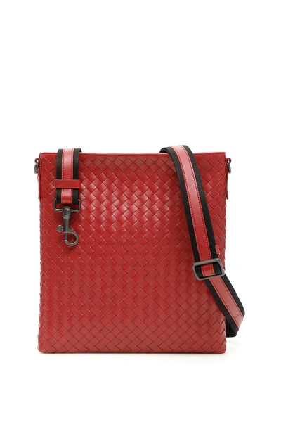Shop Bottega Veneta Intrecciato Messenger Bag In Red,black
