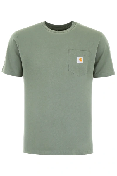 Shop Carhartt Logo Pocket T-shirt In Green