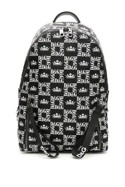 Shop Dolce & Gabbana D&amp;g Crown Nylon Backpack In Black,white