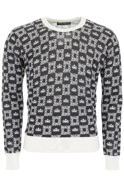 Shop Dolce & Gabbana Logo Pullover In Black,white