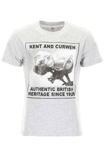 Shop Kent And Curwen Logo And Roses T-shirt In Grey,black