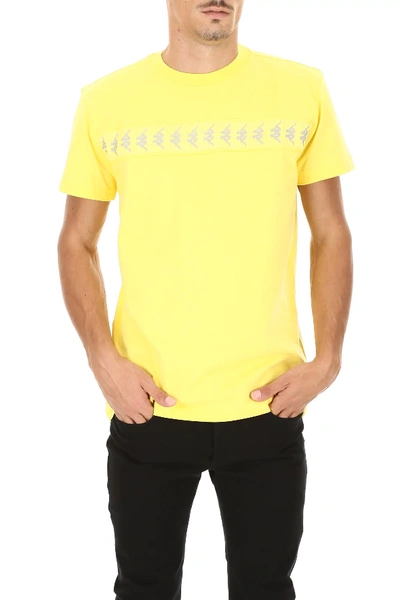 Shop Kappa T-shirt With Light-reflecting Logo In Yellow