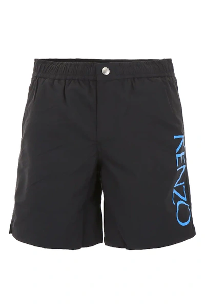 Shop Kenzo Logo Swim Shorts In Black