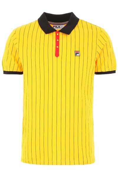 Shop Fila Baseball Borg Polo Shirt In Yellow,black,red
