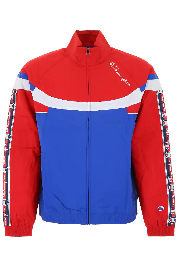 champion jacket red blue white