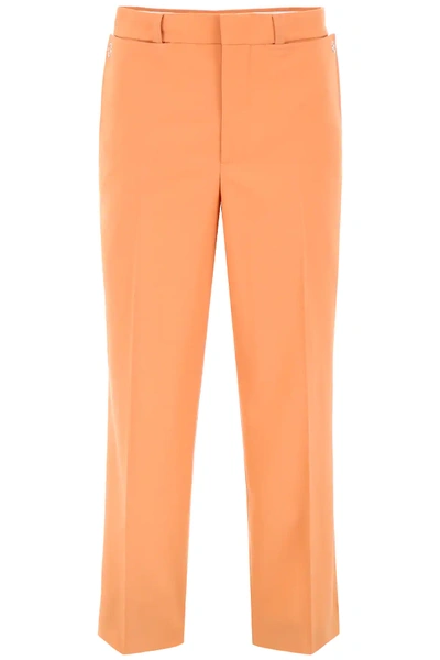 Shop Burberry Draped Wool Trousers In Orange