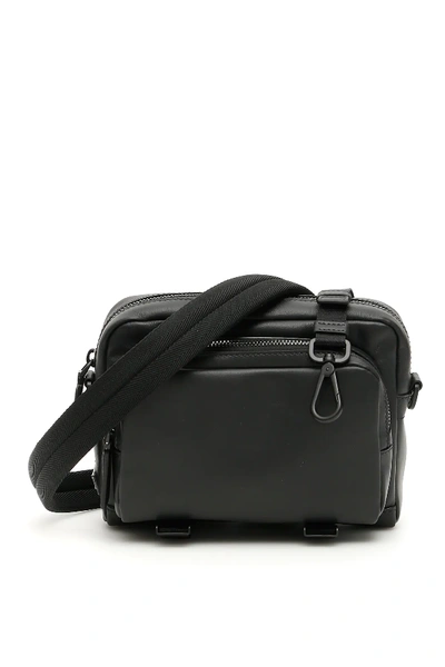 Shop Prada Leather Messenger Bag In Black