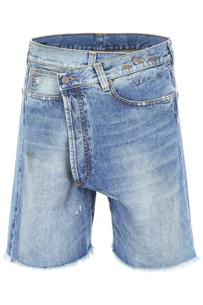 Shop R13 Cross-over Denim Shorts In Blue