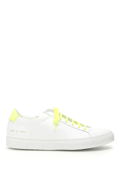 Shop Common Projects Retro Low Fluo Sneakers In White,yellow