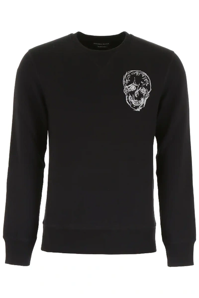 Shop Alexander Mcqueen Sweatshirt With Skull Embroidery In Black