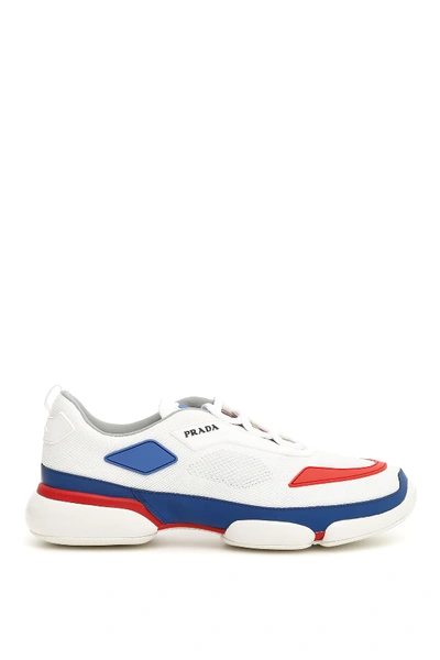 Shop Prada Cloudbust Sneakers In White,blue,red