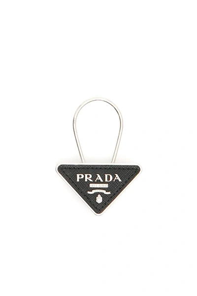 Shop Prada Triangle Key Charm In Black