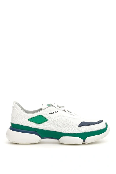 Shop Prada Cloudbust Sneakers In White,green,blue
