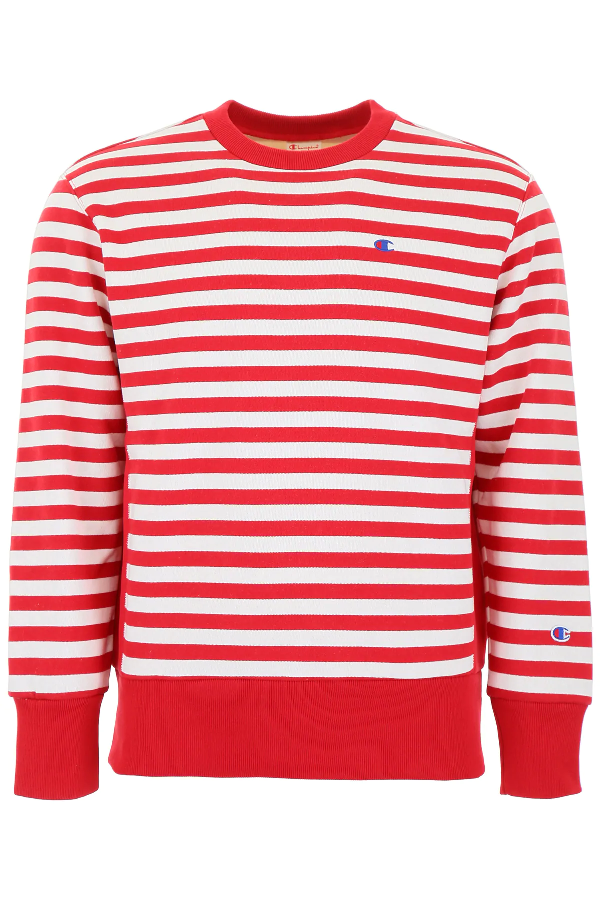 Striped Logo Sweatshirt In White,red 