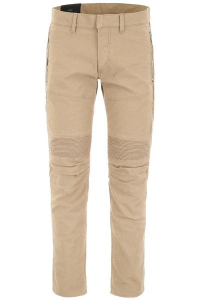 Shop Balmain Biker Jeans In Beige