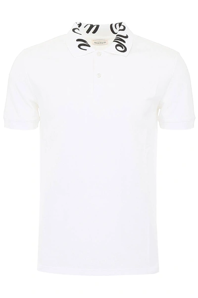 Shop Alexander Mcqueen Polo Shirt With Logo Embroidery In White,black