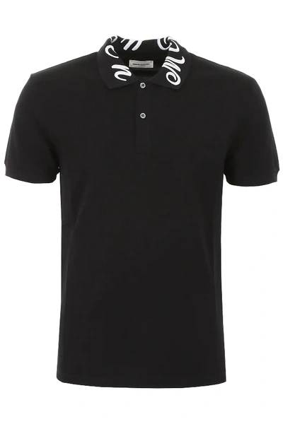 Shop Alexander Mcqueen Polo Shirt With Logo Embroidery In Black,white