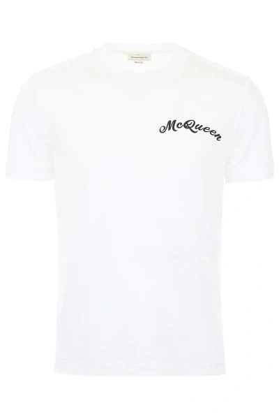 Shop Alexander Mcqueen Logo T-shirt In White,black