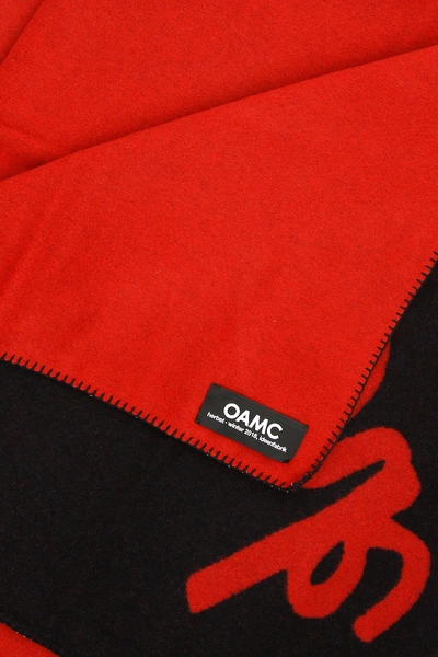 Shop Oamc Logo Blanket In Red,black