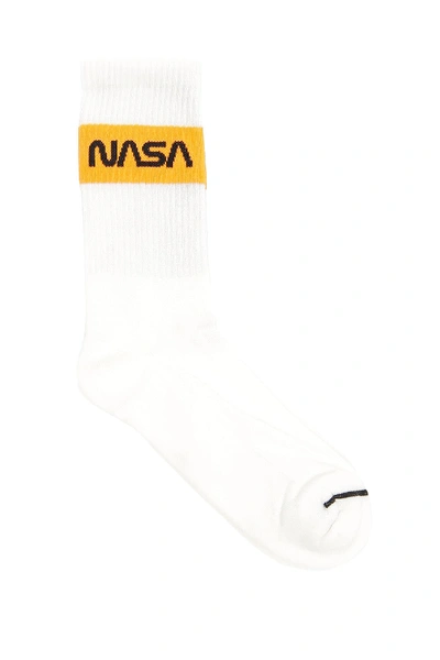 Shop Heron Preston Nasa Socks In White,orange,black