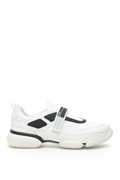 Shop Prada Cloudbust Sneakers In White,black,light Blue