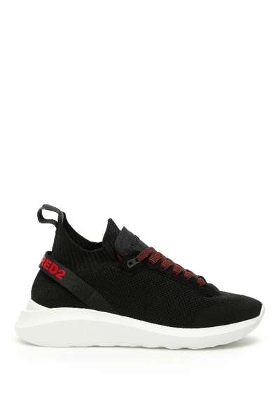 Shop Dsquared2 Knit Speedster Sneakers In Black,red,white