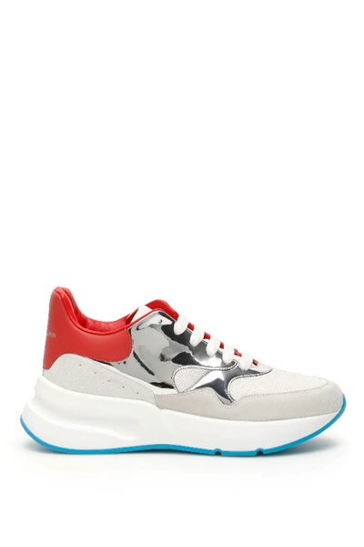 Shop Alexander Mcqueen Oversize Running Sneakers In Red,white,silver