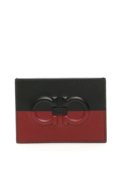 Shop Ferragamo Bicolor Credit Card Holder In Black,red