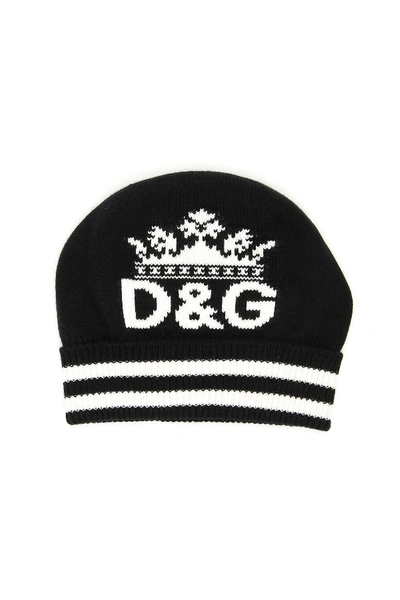 Shop Dolce & Gabbana Knit Beanie In Black,white