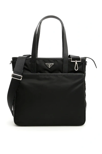 Shop Prada Nylon And Saffiano Travel Bag In Black