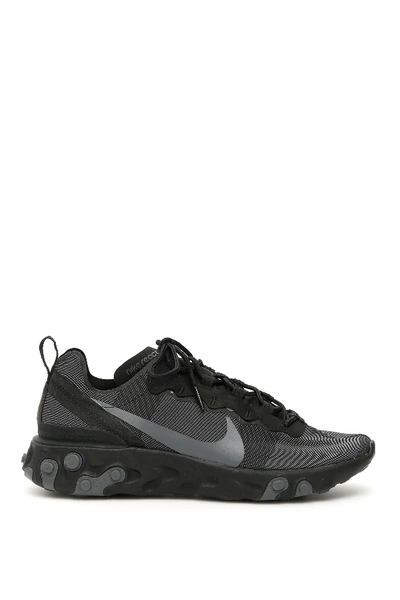 Shop Nike React Element 55 Sneakers In Black,grey