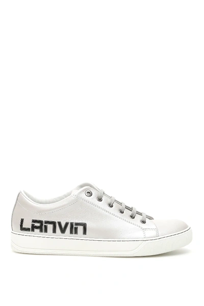 Shop Lanvin Logo Sneakers In Silver