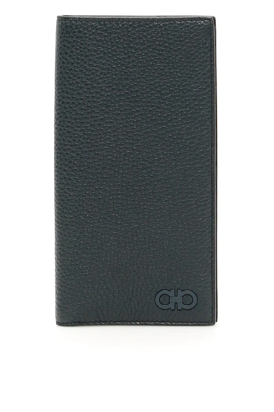 Shop Ferragamo Gancini Vertical Wallet In Blue