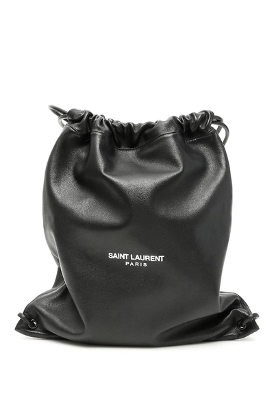 Shop Saint Laurent Drawstring Teddy Backpack In Black